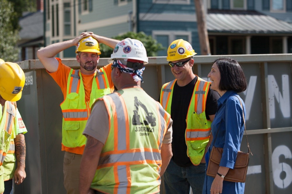 Mayor Fuller with workers