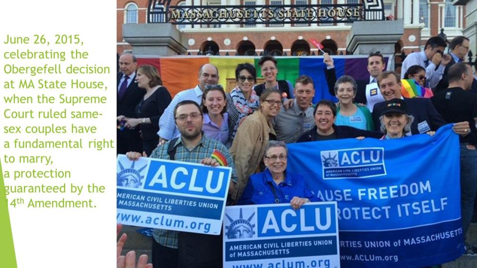 ACLU celebrating the Obergefell decision at MA State House, June 26, 2015