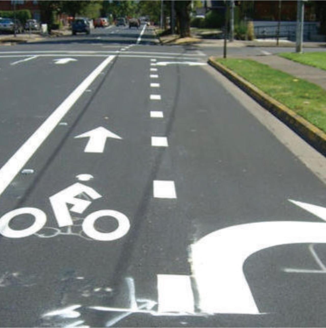 turn and bike lane