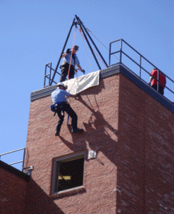 Rappelling - just below the top